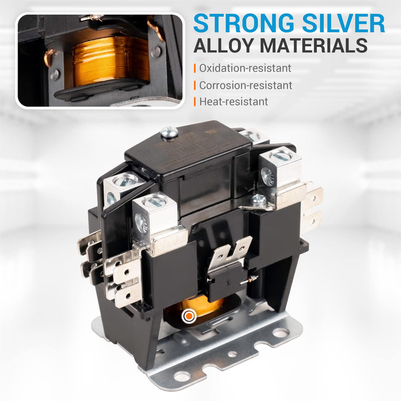 BlueStars Ultra Durable C130A 1 Pole Contactor 40 Amp 24VAC Coil - Compatible with Relays, Air Conditioner, Heat Pump, Refrigeration Systems 1 Pole - 40 Amp - 24VAC
