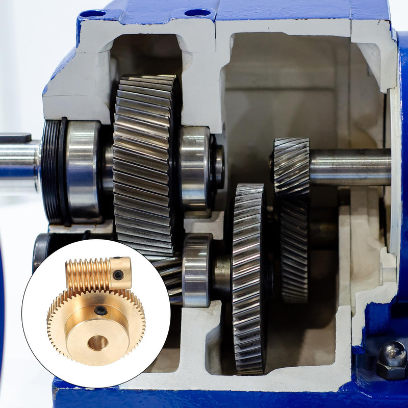 uxcell Worm Gear Set - 0.5 Module 60:1 Reduction Rate 6mm Hole Dia Gear Shaft and 6mm Hole Dia Gear Wheel 60T Drive Gear Box (Brass)