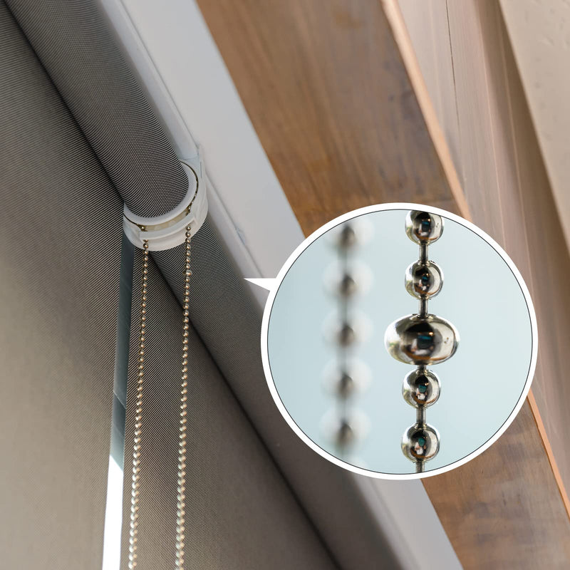 Henoyso 24 Pcs Bead Chain Stop 7 mm Large Beaded Chain Stopper Metal Blind Control Ball Physical Crimp Stopper for Sizes 6 or 8, Silver