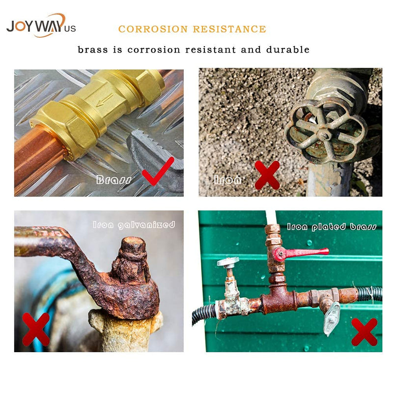 Joywayus Brass Barb Fitting 5/8" Hose Barb x 3/4" Male NPT Water/Fuel/Air(Pack of 2) 5/8"Barb x 3/4"NPT Male 2PCS