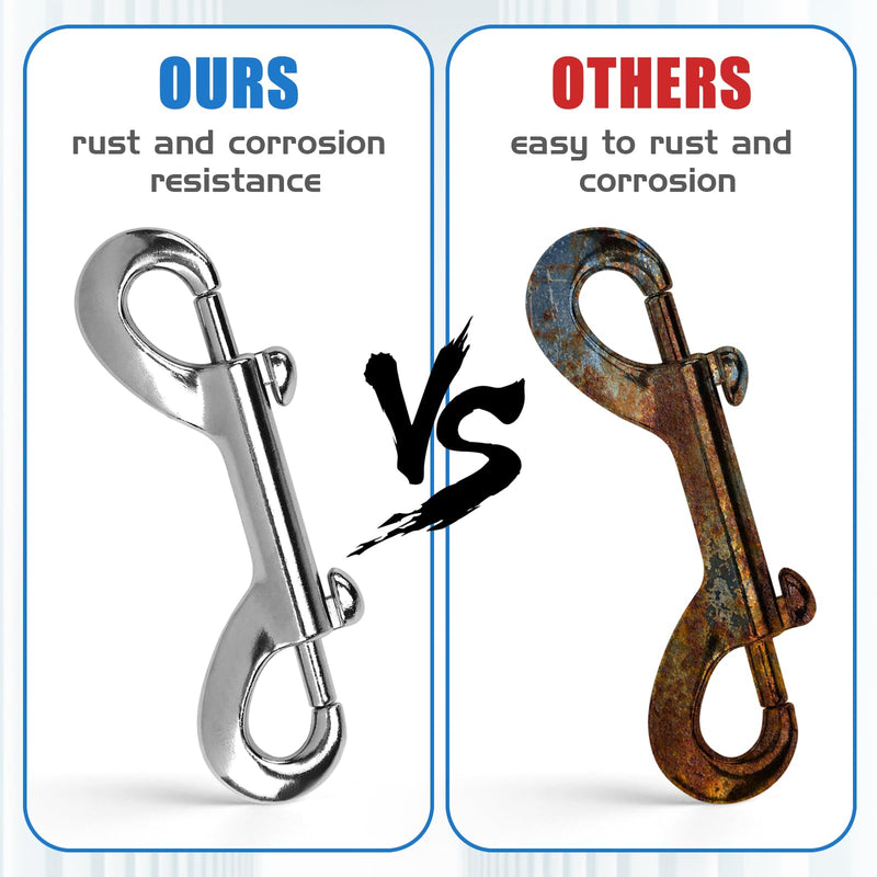 4 PCS Double Ended Snaps, 3.5 Inch Zinc Alloy Trigger Metal Clip, Silver Double Ended Snap Hooks for Pet Dog Leash, Water Bucket Hooks, Key Holder, Carabiner, Home, Farm, Other Indoor and Outdoor. 4