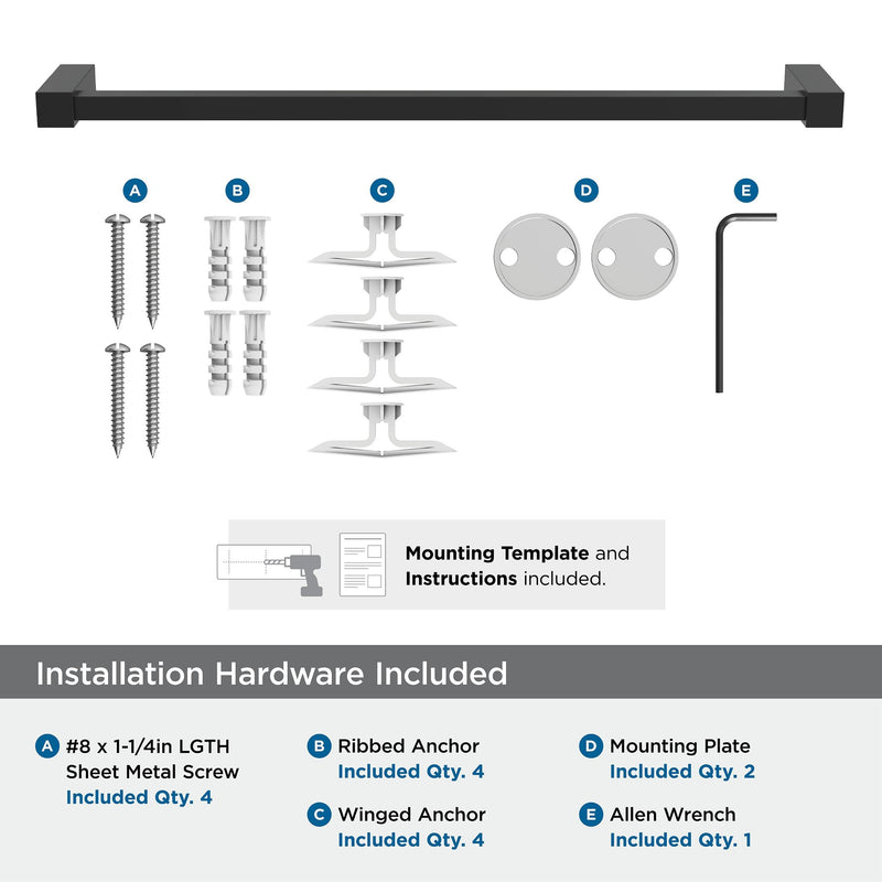 Amerock BH36083MB | Matte Black Towel Bar | 18 inch (457 mm) Center-to-Center Towel Rack | Monument | Bathroom Towel Holder | Bathroom Hardware | Bath Accessories