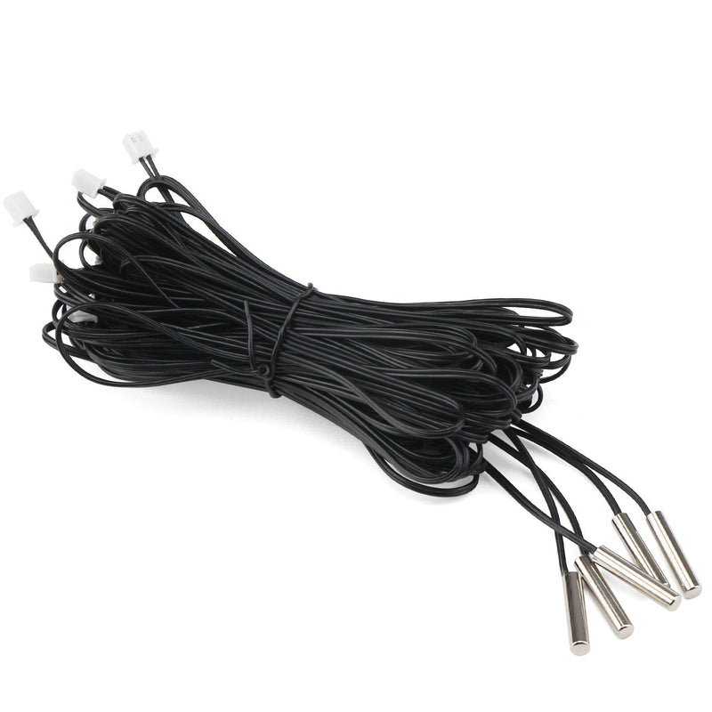 DROK 10K Temperature Sensor Probe, 5pcs 1 Meter Waterproof Temp Sensor Probe, Stainless Steel 3950 NTC Temp Sensor Probe, Digital Temperature Transmitter Extension Cable 1-Meter/3.28ft 5