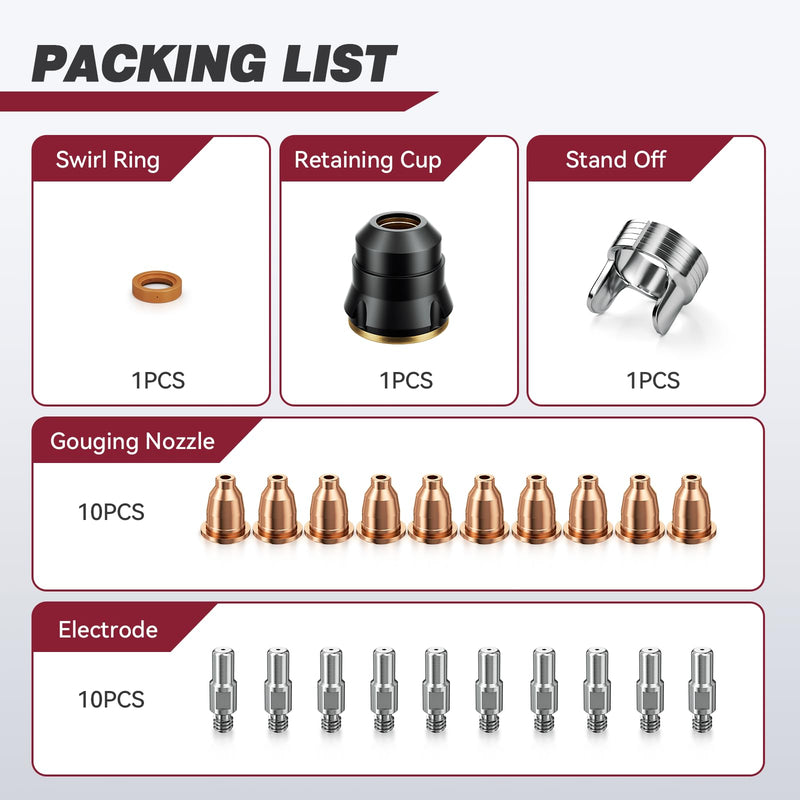 ARCCAPTAIN IPT60 Plasma Gouging Nozzle Consumables for Plasma Cutter, Compatible with CUT60 NON-HF & CUT55 MP, 23 Pcs