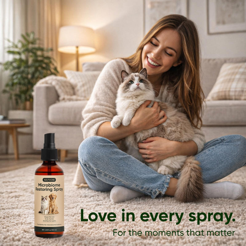 NUVON Postbiotic Spray - Hot Spot Treatment for Dogs & Cats - Helps Alleviate Sensitive Skin, Scratching, and Licking of Coat - 3.38 fl oz 1
