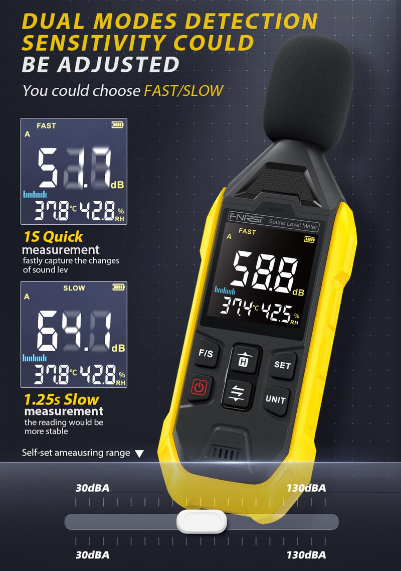[Rechargeable 3IN1 Decibel Meter] WESTOBIG Sound Level Meter, Digital dB Meter Noise Meter 30dB to 130dB Portable SPL Meter MAX Data Hold with Color Display Backlight