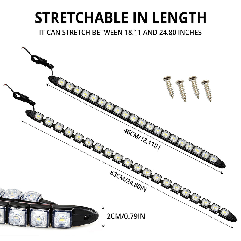 White 20 LED Daytime Running Strip Light Marine Navigation Led Boat lamp IP67 Waterproof High Power Clearance Light Flexible Bright Spot Fog Light Auto Accessories Universal Fit Many Car Truck 2pcs 20Led