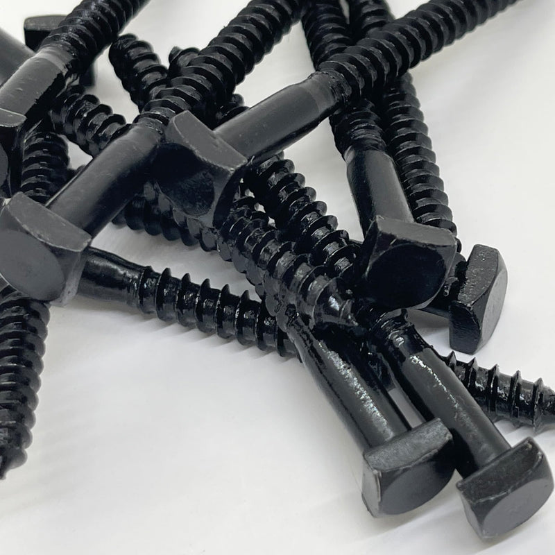 ¼” x 3” - Rustic Square Head Lag Wood Screws – Decorative Antique Black Square Drive Lag Bolts – Black Oxide Coating - ¼ in x 3 in - for Hinges, Cabinets & Doors (50, Screws) 50