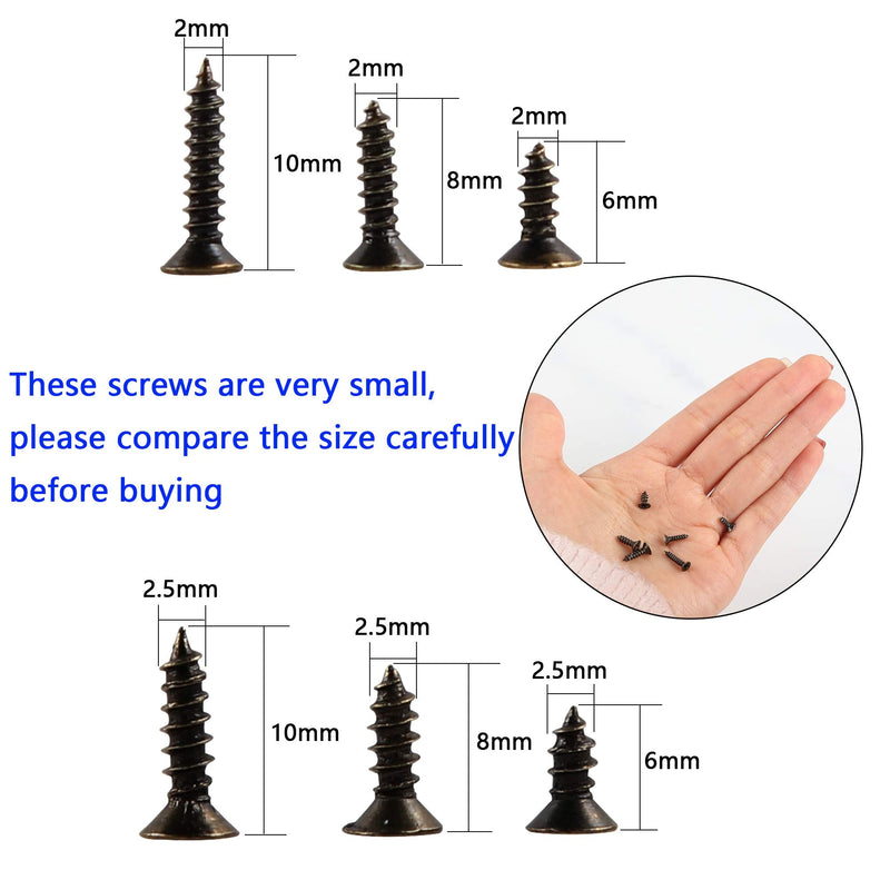 newlng 1200pcs Small Screws Phillips Flat Head Cross Self Tapping Tiny Screw Cabinet Electronic Accessories Screw Multifunctional DIY Micro Woodworking Screw Set Bronze B