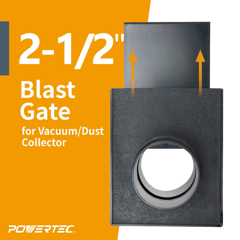 POWERTEC 70133-P2 2-1/2-Inch Blast Gate for for Dust Collector, Dust Collection Fittings, 2 PK 2.5" Blast Gate