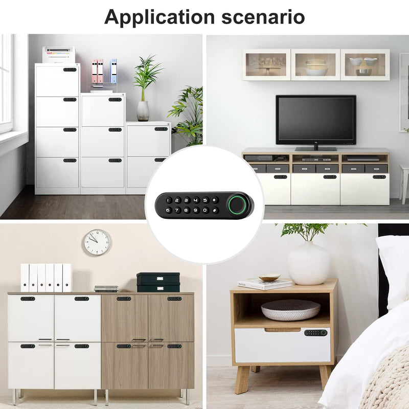 Fingerprint Cabinet Lock, Smart Biometric Password Lock With USB Key, Keyless Hidden File Drawer Wardrobe, Child Safety, DIY Wooden Furniture Privacy for Home Office Horizontal