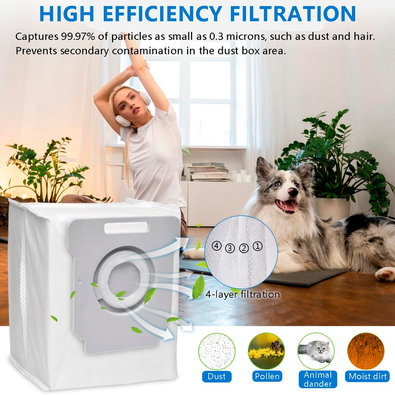 26 Replacement Parts for iRobot Roomba i7 i7+ i3 i3+ i4 i4+ i5 i5+ i6 i6+ i8 i8+ E5 E6 E7 Robot Vacuum Accessories, 2 Rubber Roller 8 Filters 8 Side Brushes 8 Vacuum Bags（NOT Fit the Combo J7+） 26 Replacement Parts