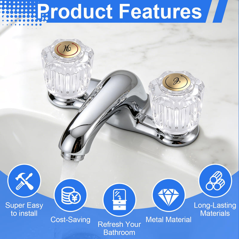 4 Pack Clear Acrylic Faucet Handle and RP25513 Cartridge Stem Repair Kit 4
