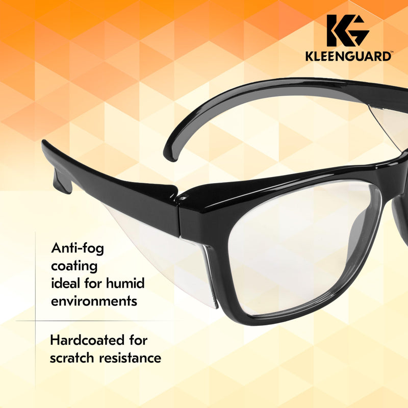 KLEENGUARD™ V30 Maverick™ Safety Glasses (56567), Clear Lenses with KleenVision™ Anti-Fog coating, Black Frame, Carrying Case, Eyewear for Men and Women Black Frame/Clear Lenses