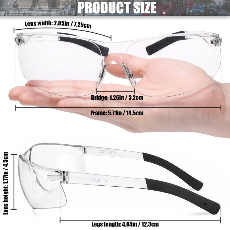 MIUSKATL Safety Glasses, ANSI Z87.1 Safety Resistant Scratch Men Women, Bulk Eye Protection for Work, Lab, Outdoors 52 Clear+grey