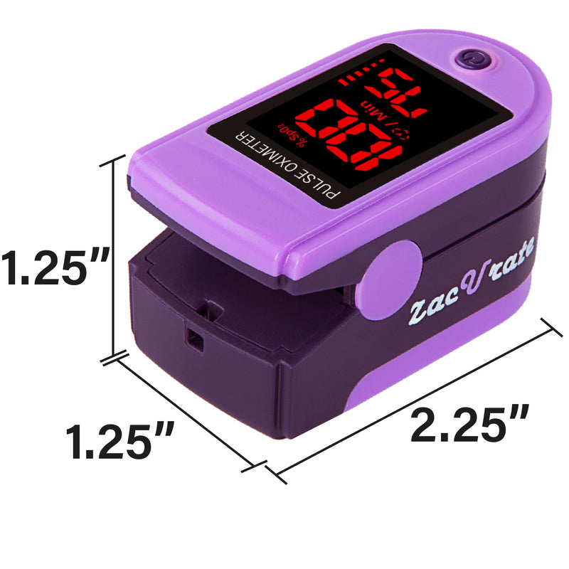 Zacurate Pro Series 500DL Fingertip Pulse Oximeter Blood Oxygen Saturation Monitor with Silicone Cover, Batteries and Lanyard Mystic Purple