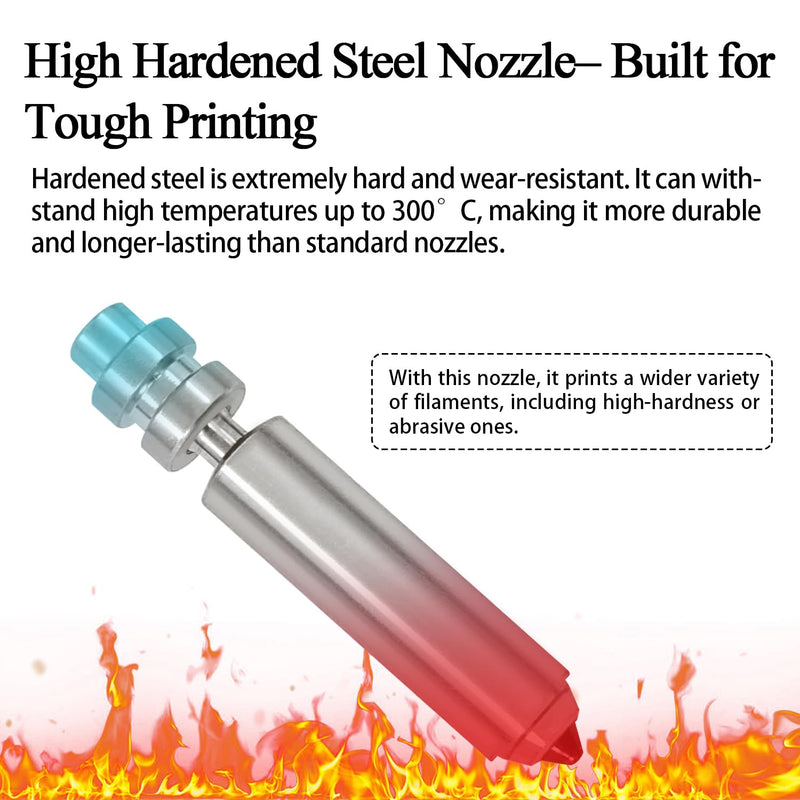 1PK Kobra X Hotend Heating Assembly Kit & 2PK 0.4MM Hardened Steel Nozzle | Wear-Resistant Integrated Nozzles, Ceramic Zirconia Insulated Base, 2200°C Heat-Resistant with Thermistor & Heater Cartridge