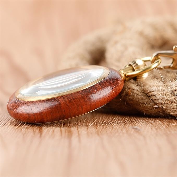 TREEWETO Wooden Mechanical Roman Numeral Pocket Watch Open Face Fob Watch Men Women Ladies - NewNest Australia