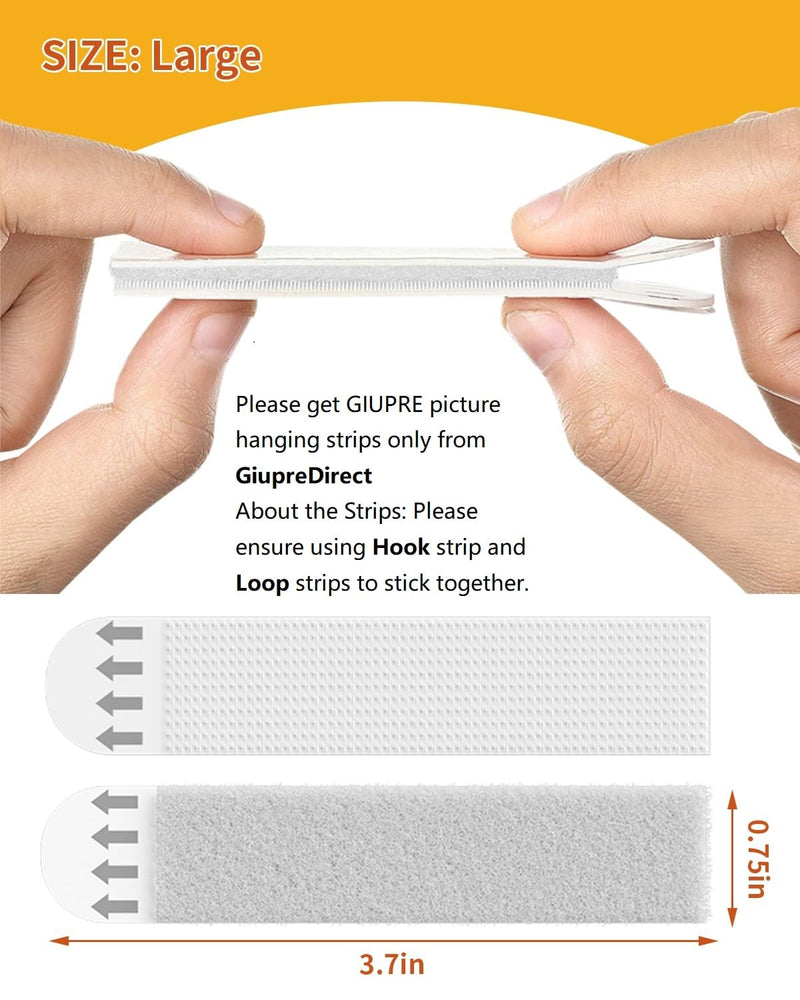 Picture Hanging Strips - 24-Pairs(48 Strips) Wall Sticky for Hanging Pictures on Wall Without Nails, Adhesive Picture Hangers Heavy Duty No Damage Picture Hanging White