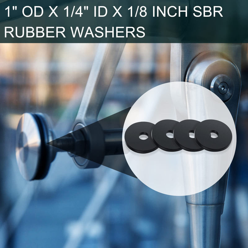 Rubber Washer Heavy Duty Abrasion Resistant Rubber, 1 OD x 1/4 ID x 1/8 Thickness Flat Washer Flat Grommets Black Washers for Bolts Spacers, Vibration Suppression(100 Pieces) 100