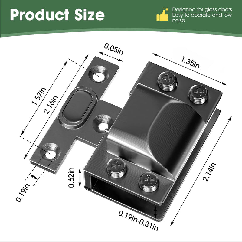 Glass Cabinet Door Hinges, 304 Stainless Steel, Hydraulic Soft Close, Magnetic Latch,Door Hinge for 5-8mm Thickness, Durable (2PCS,Black) 2PCS-Glass door hinges-black