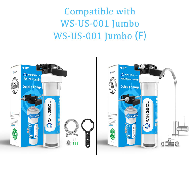 WINGSOL Jumbo Under Sink Water Filter Replacement, Reduce Heavy metals, Chlorine, Alkalize, Long-lasting, 5-in-1, work with WS-US-001 Jumbo advanced (F), Model#WS-USRF-001 Jumbo Advanced
