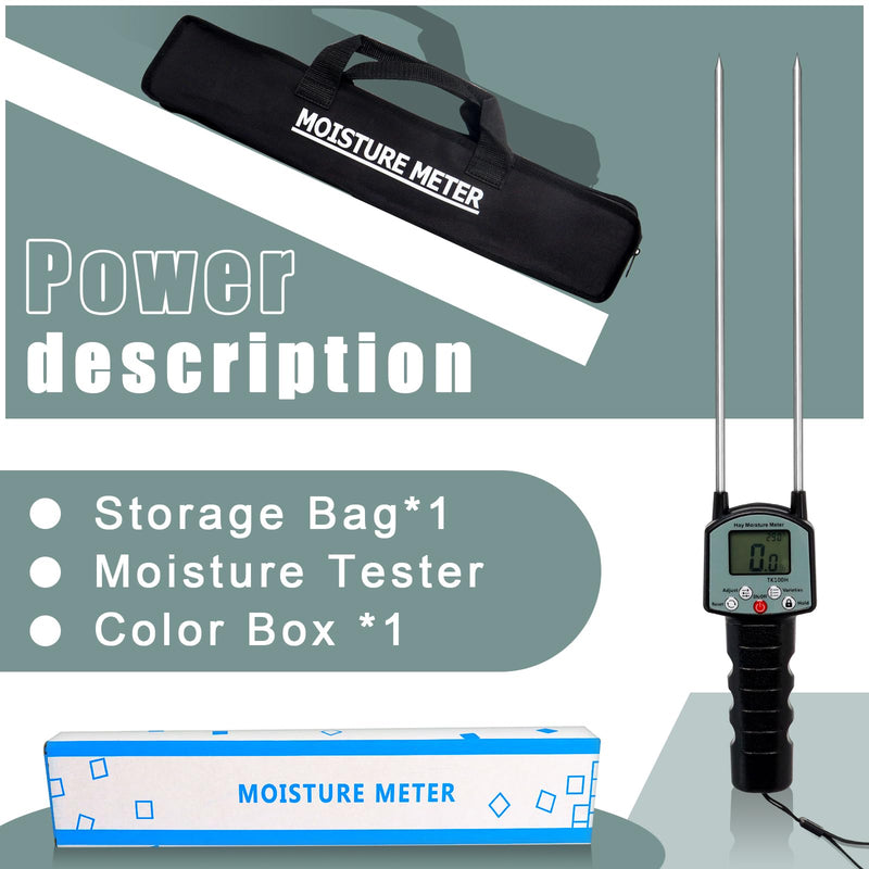 Upgrade TK100H Hay Moisture Tester,Portable Hay Moisture Meter with Bag,Hay Moisture Tester Probe for Forage,Leymus Chinensis,Pennisetum hydridum