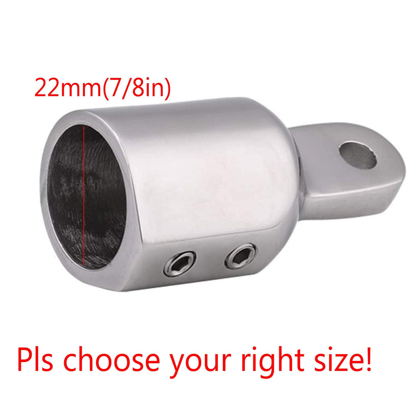 NRC&XRC Bimini Top Cap Eye End 1inch 7/8" with Two 1/4" Holes of the Eye Marine Stainless Steel 316 Heavy Duty Dome top (Pair) 7/8"