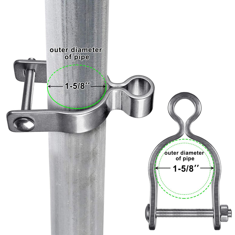304 Stainless Steel Chain Link Fence Gate Frame Female Hinge for Chain Link Fence Post, 2pcs Post Female Hinges with 5/8'' fit 1-5/8''Outer Diameter Post/Pipe, Bolt/Nut Included Female-1-5/8''-2pcs