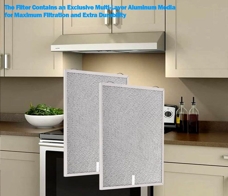 S99010430-002 Compatible with BR Range Hood Filter 13-7/8'' x 15-3/4" 4512880 Replacement Nu-tone Range Hood Filter 2 Pack HPF30 Grease Filter Upgrade 5-Layer Nutone Kitchen Exhaust Fan Filter Screen S99010430-002 Range Hood Filter