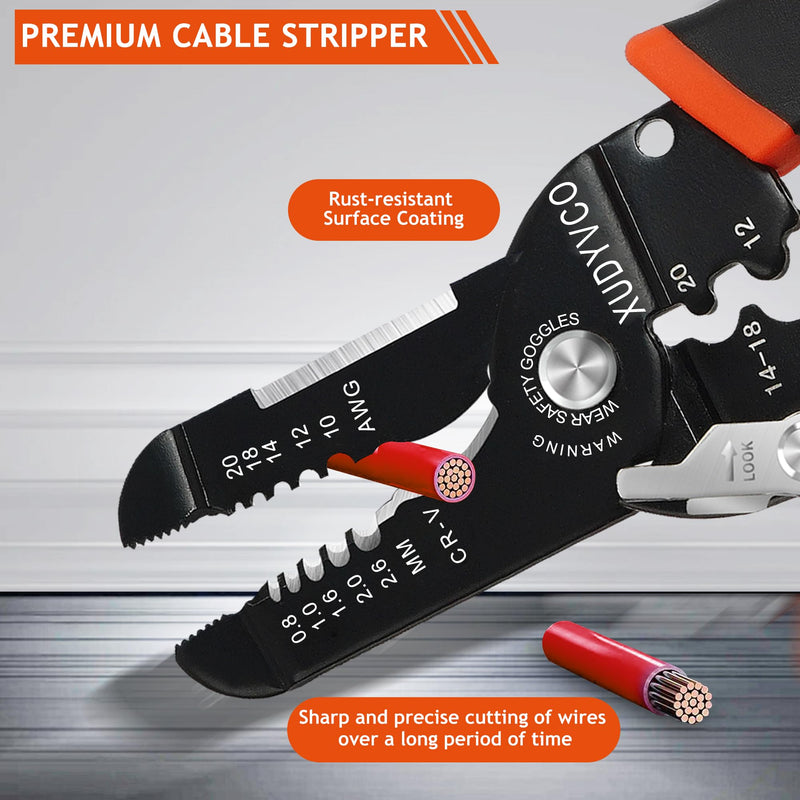 5-In-1 Wire Stripper Tool, 3rd Generation Wire Strippers for 10-20 AWG Electric Wire, 7IN Multifunctional Electrician Cable Stripper for Stripping, Cutting, Crimping, Sharpening, Clamping