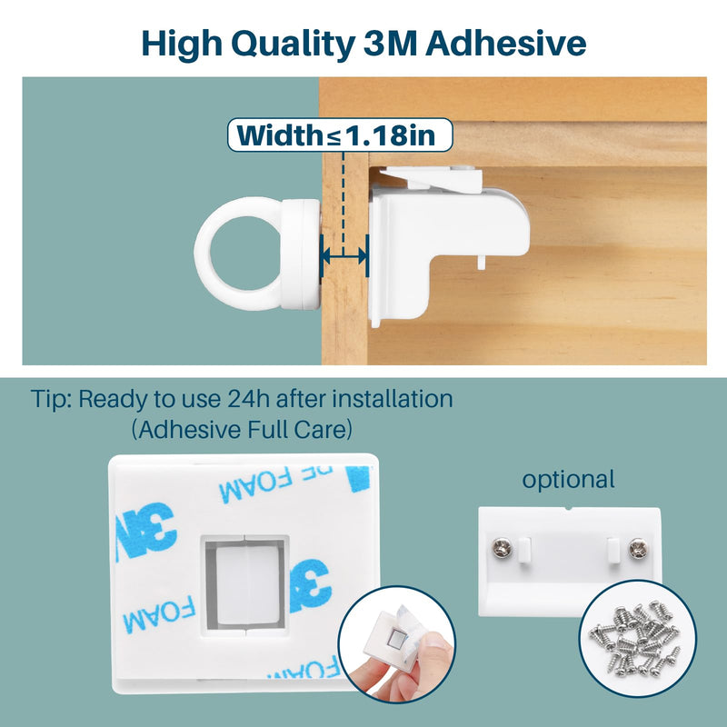 Inaya Magnetic Cabinet Locks Baby Proofing (20 Locks & 2 Keys), Child Safety Magnet Locks for Cabinets & Drawers with Invisible Design, 3M Adhesive for Easy Installation - No Drill & Tool Needed 20 Pack