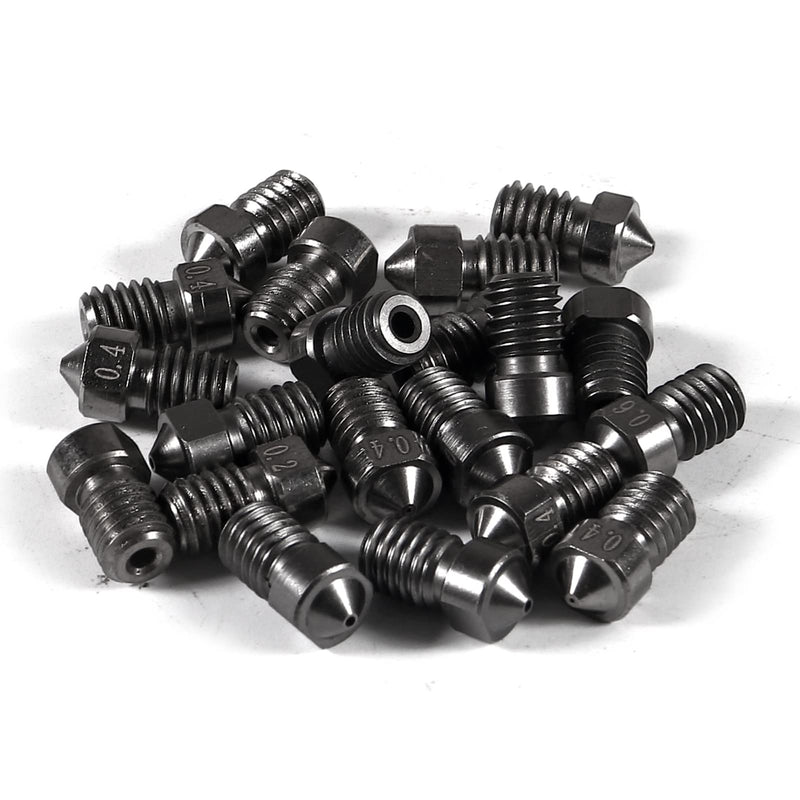 20PCS Hardened Steel Nozzle 0.2mm，0.4mm，0.6mm，0.8mm, Works with E3D V6 V5 Hotend Extruder Printer Ender3 E3D Hot End Titan Extruder Prusa i3 for 3D Printer 1.75mm Filament 20pcs Mix
