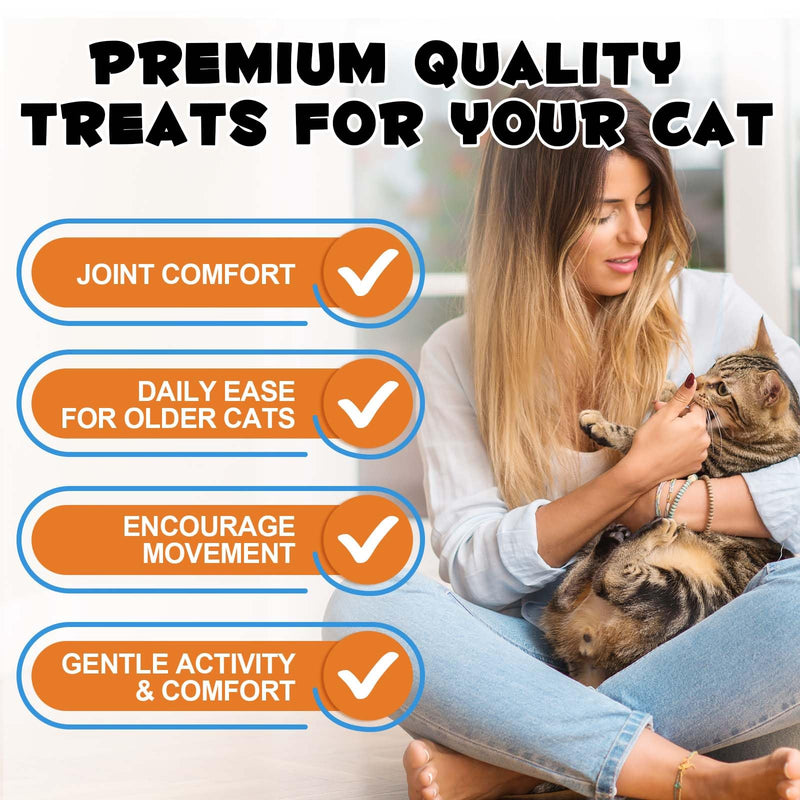 Hip & Joint Bites for Cats - Chicken Flavored Glucosamine Joint Supplement for Cats - Cat Joint Supplement for HIPS & Joints, Cat Arthritis Pain Relief, with Green Lipped Mussel, 3.7 oz 1 pack 100g