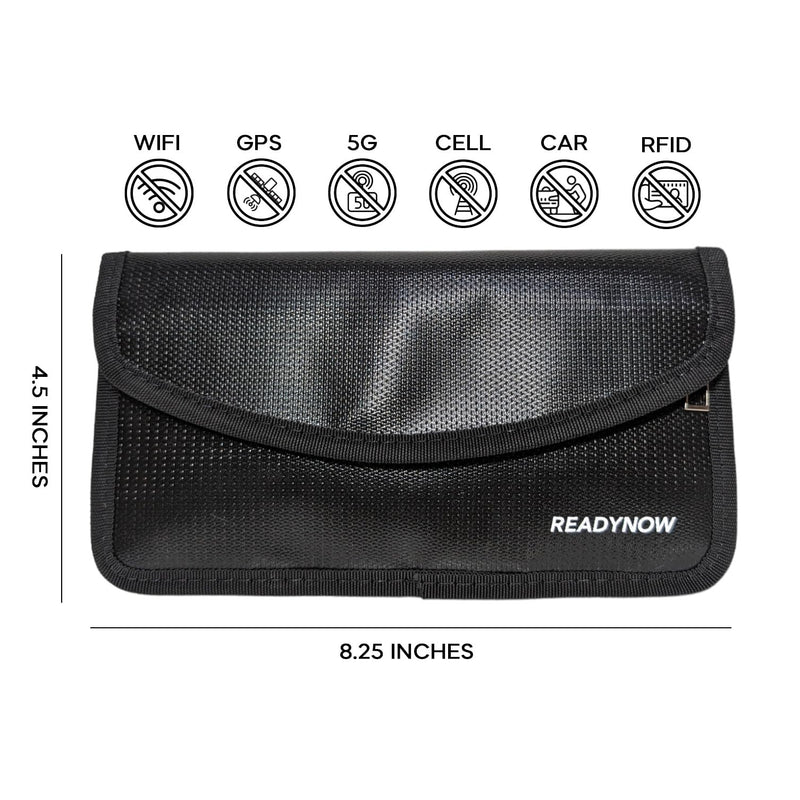(2-Pack) Fireproof Faraday Bags Pouch, Cell Phone Anti-Tracking, Anti-Theft Keyless Car FOB Protection, Signal Blocker Shielding Zipper Pocket, Dual Pocket Design, Waterproof