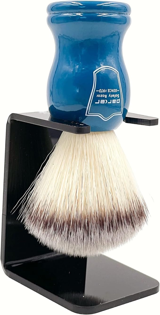 Parker Safety Razor Synthetic Hair Shaving Brush with Blue Wood Handle - Brush Included Stand - NewNest Australia