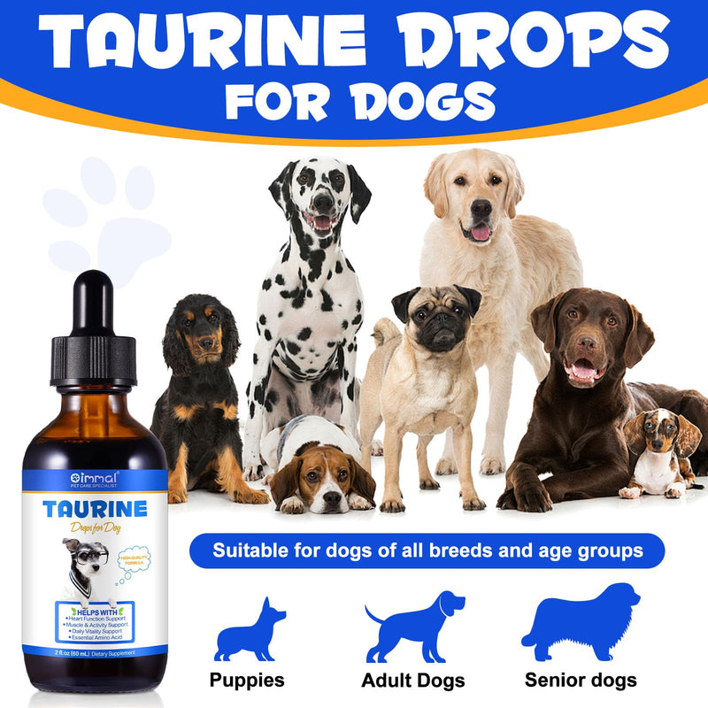 Taurine for Dogs, Taurine Liquid Supplement for Dogs, Daily Amino Acid Support for Heart Health, Vision & Immune Support, 2 FL OZ