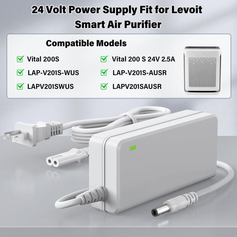 24V Air Purifier Charger Replacement Compatible with Levoit Vital 200S