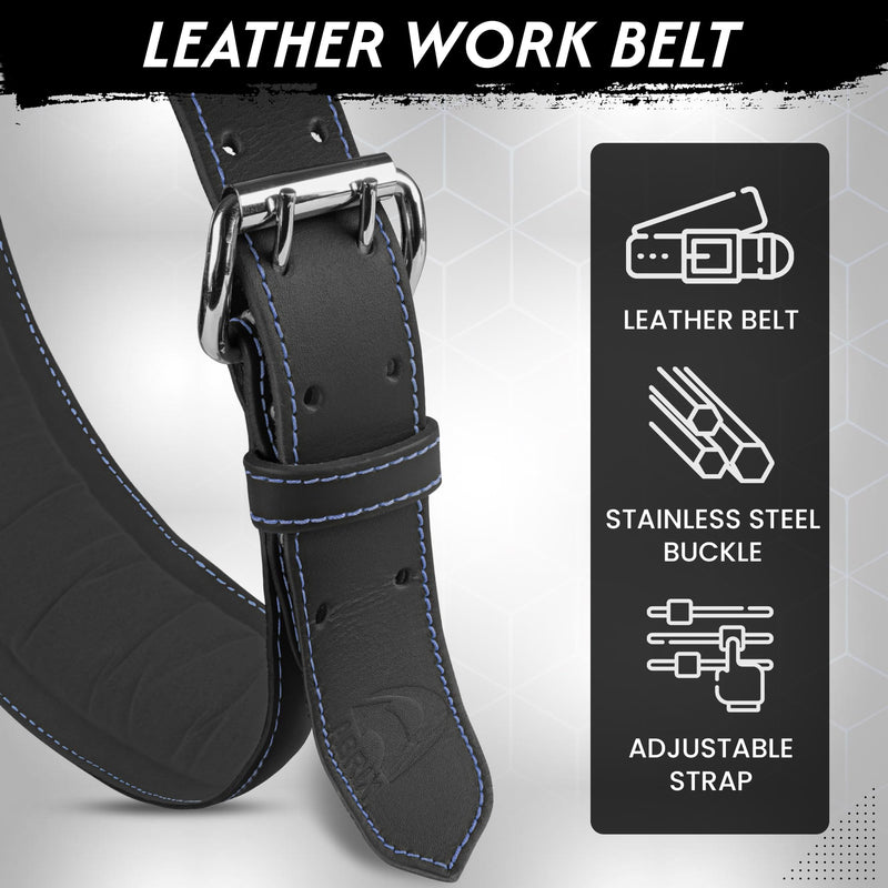 ABRIX Leather Tool Belt for Men – Heavy Duty 28 Pocket Tool Belts with Padded Foam, Adjustable (Fits 30" to 50"), Maroon (Chocolate, Extra Large) (Black, Extra Large) (Black) Black