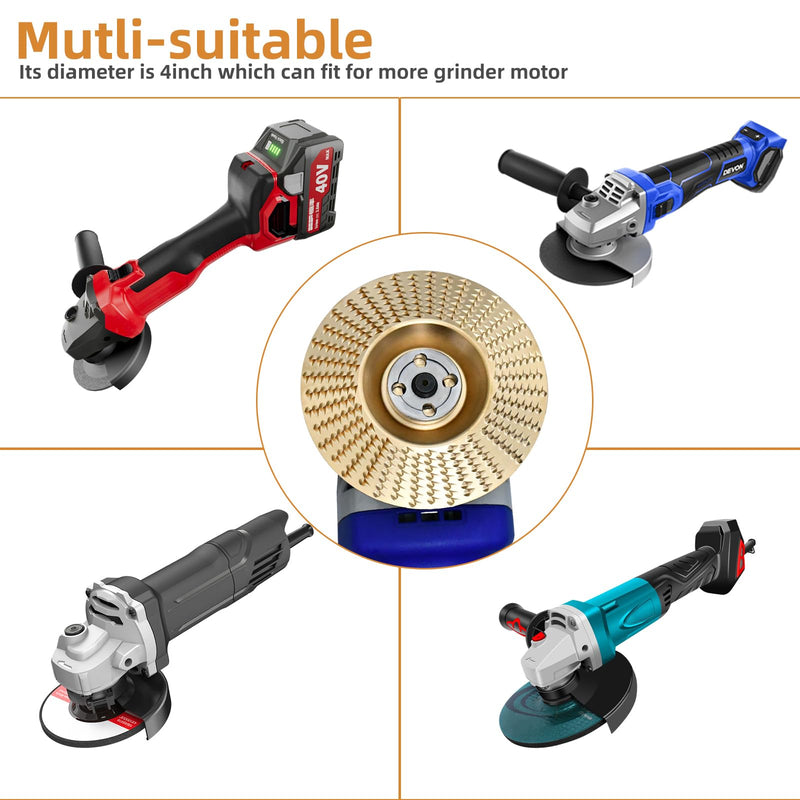Angle Grinder Wood Disc Set,Three Pcs Wood Carve Kit, 4" and 1/2 with 5/8" Arbor for Angle Grinder, Wood Shaping Wheel, Stump Grinding Tools for Cutting,Grinding,Carving (3 PCS Carving Disc Set) 3 PCS Carving Disc Set