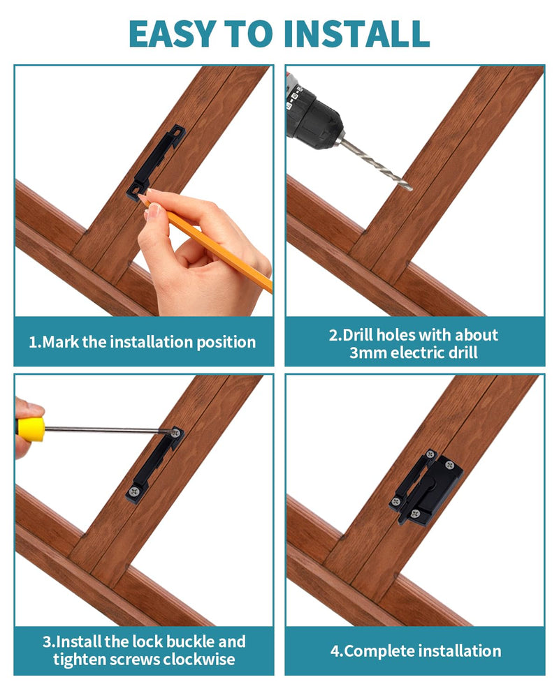 10 Pack Window Sash Locks - Cam Action Security Window Latch Replacement for Single/Double Hung, Vertical, Horizontal Sliding Windows, Window Locks for up and Down Windows (Black) Black 10