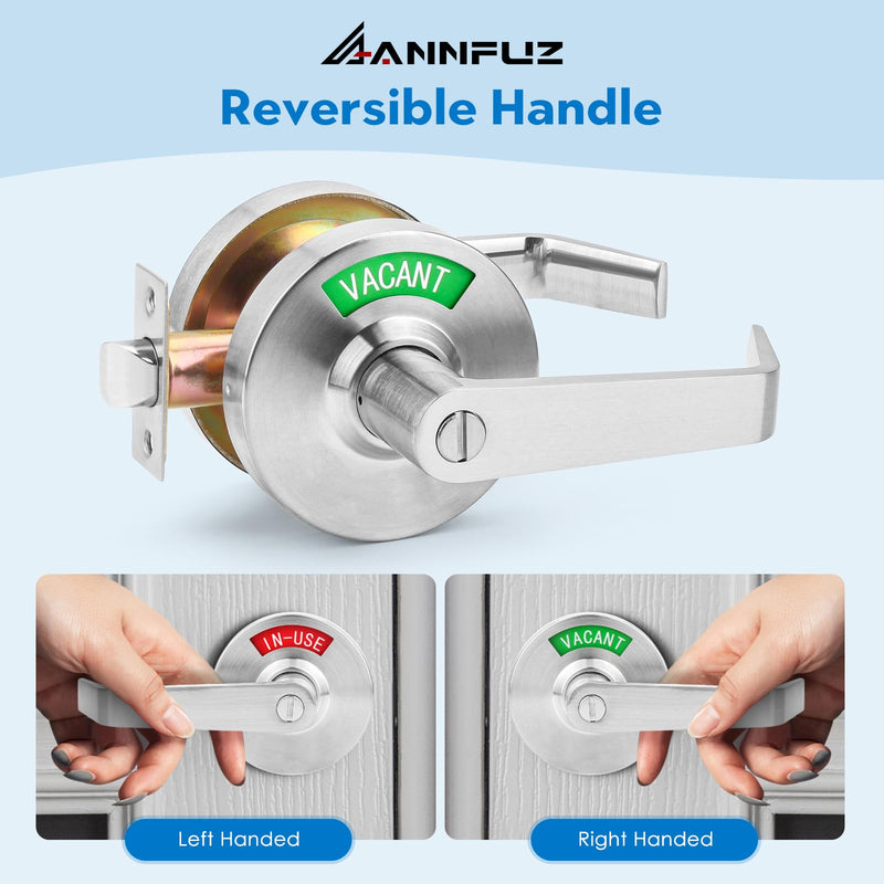 Vacant Occupied Bathroom Door Handle Lock,Privacy Lever with Large Indicator,in-Use or Vacancy Indication Occupied Deadbolt,Commercial Door Handle Lock for Public Restrooms(Satin Nickel) Satin Nickel