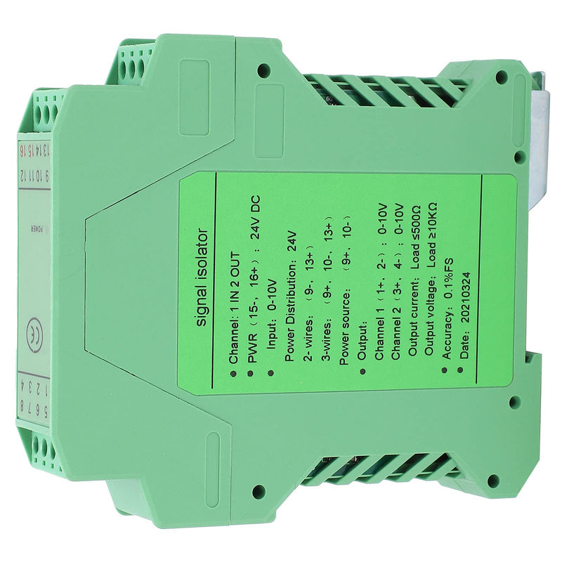 DC Signal Isolator, Analog Signal Isolator, 0-10V To 0-10V High Reliability 1 IN 2 OUT DC24V Powered Current Signals Conditioner for 2 or 3 Wire Transmitters