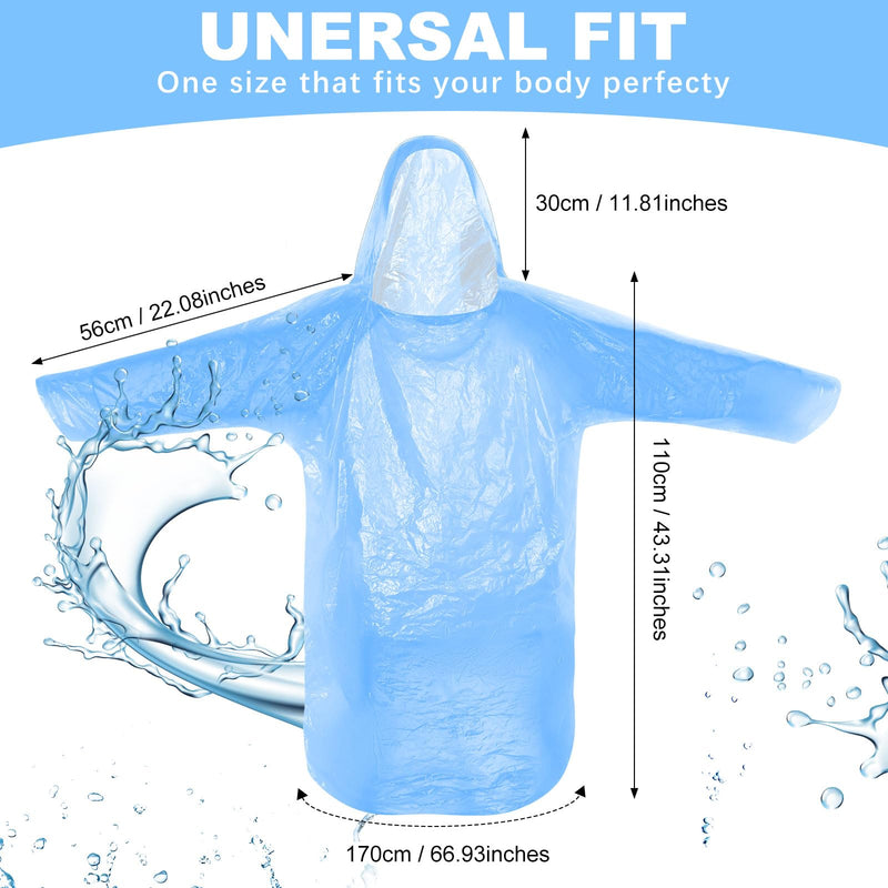 Handepo 150 Pack of Adult Rain Ponchos with Hood, Disposable Rain Ponchos, Plastic Raincoat Poncho for Adult Multicolor