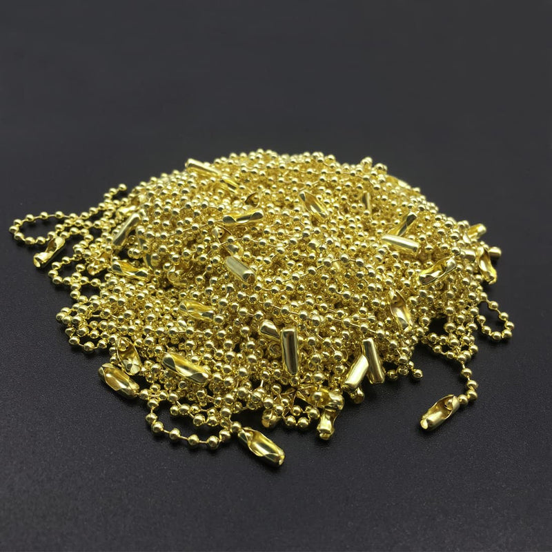 ABBECIAO 4.7" Brass Ball Chains 3/32 (2.4mm) Bead Keychains Value Tag Chain 100 Pack