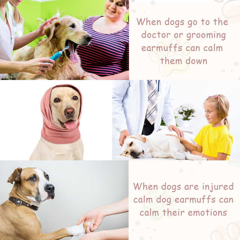Frienda 2 Pcs Dog Ear Muffs Dog Calming Ear Cover Anxiety Relief Cover Face Neck Warmer Quiet Head Sleeves for Noise Bathing Grooming Drying(Medium,Black, Pink) Medium Black/Pink