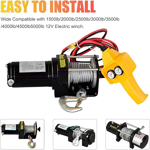 RUGCEL WINCH Winch Hand Control Assembly for Rated Pulling 1500lbs to 5000lbs 12V Electric Winch, Winch Hand-held Control Replacement (Yellow) Yellow