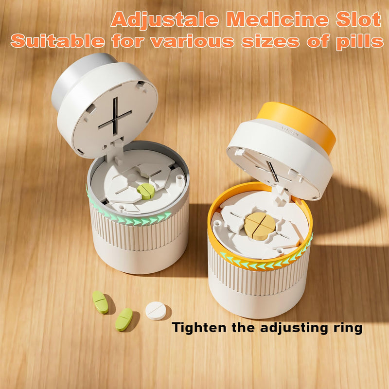 3-in-1 Pill Cutter, 1/2 1/4 Pill Crushers & Splitters with Stainless Steel Hidden Sharp Blade and Storage for Small or Large Pills, Pills Crusher Fine Powder for Tablets (Gray) Gray