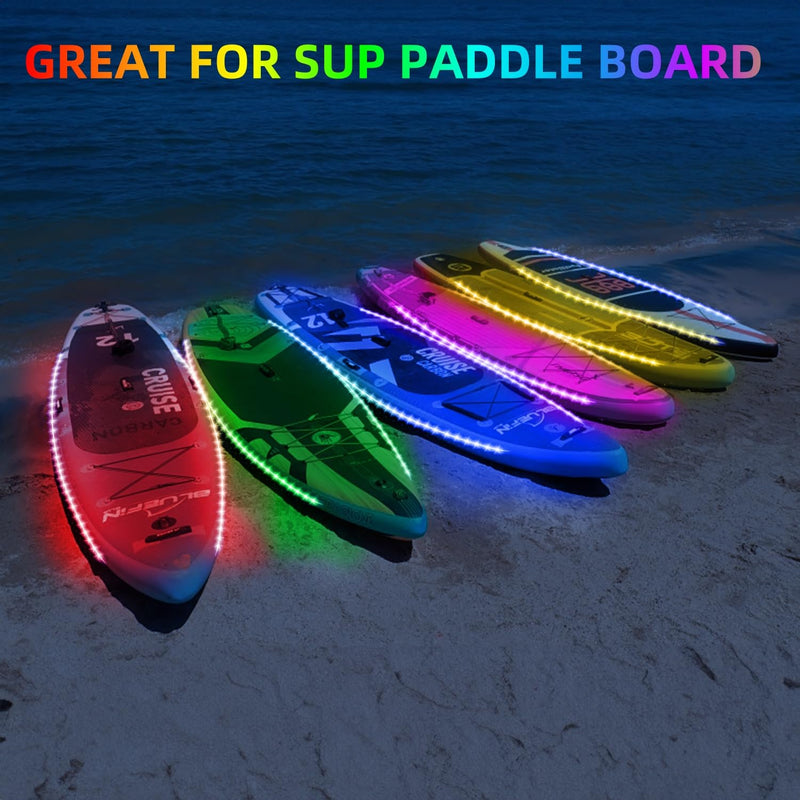 Battery Powered Led Kayak Lights, RGB Color Changing Paddleboard SUP Canoes Lights, IP68 Waterproof Marine Submersible Boat Light Strip with Remote, Marine Boat Interior Light, 2 Pack