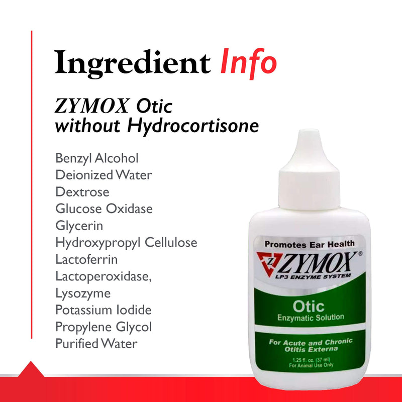 Pet King Brands Zymox Otic Enzymatic Solution for Dogs and Cats to Soothe Ear Infections Without Hydrocortisone for Itch Relief, 1.25oz - PawsPlanet Australia